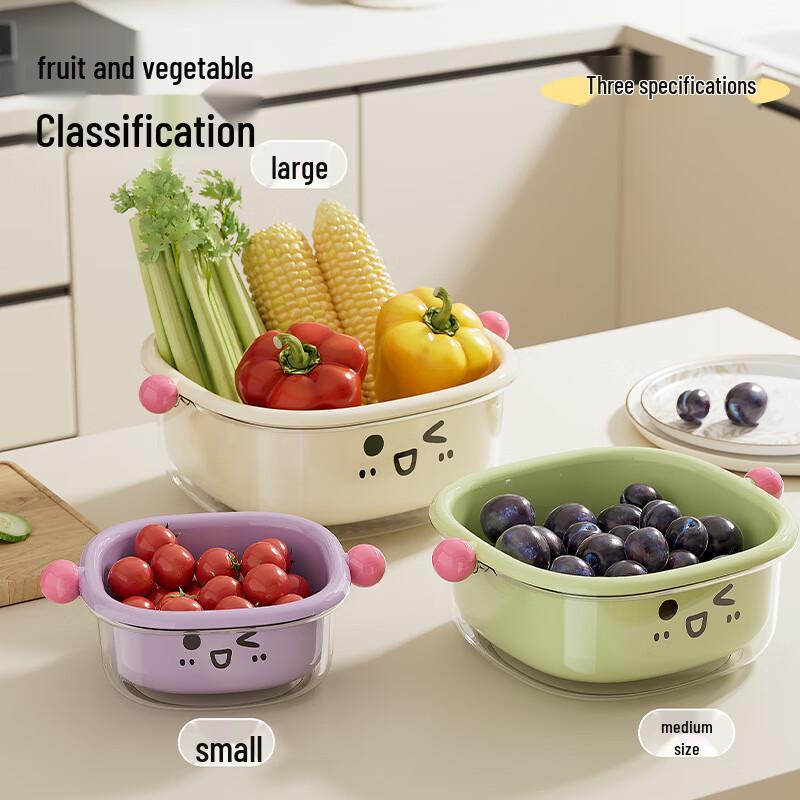 Cartoon Double-Layer Draining Basket & Fruit Plate