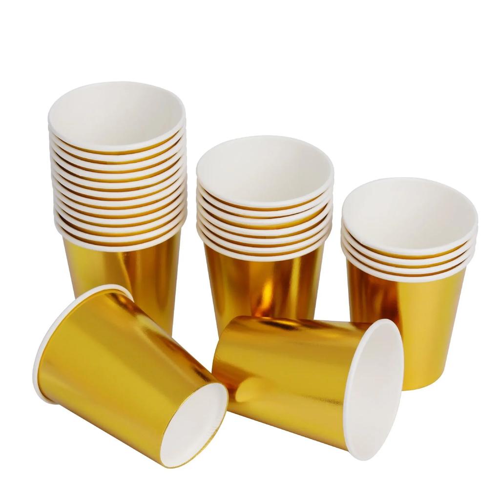 20pcs Gold Stamping Disposable Tableware Set Friends Gathering Party Venue Decoration Supplies Birthday Decoration