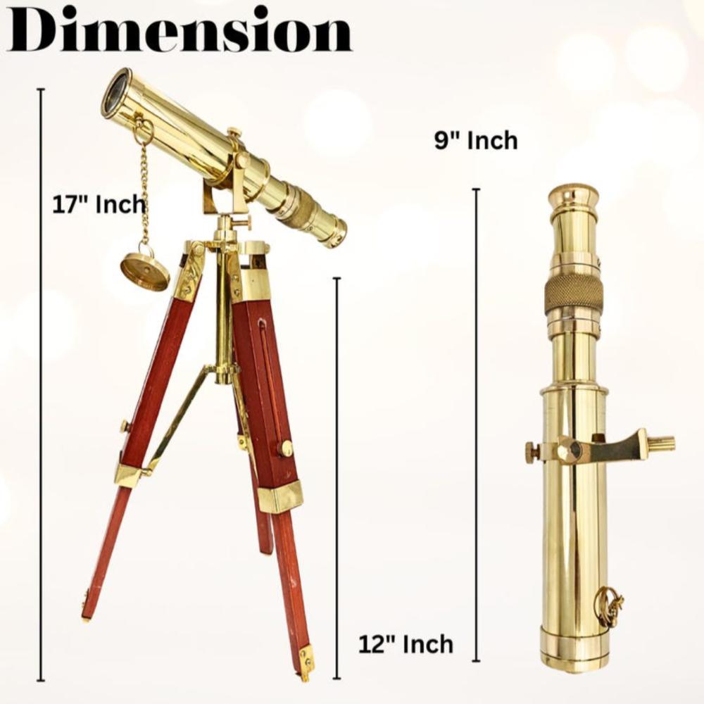 Винтажный ручной телескоп из латуни и кожи 30 см с кожаным футляром – пиратская подзорная труба, функциональный подарок моряку, подарок для папы