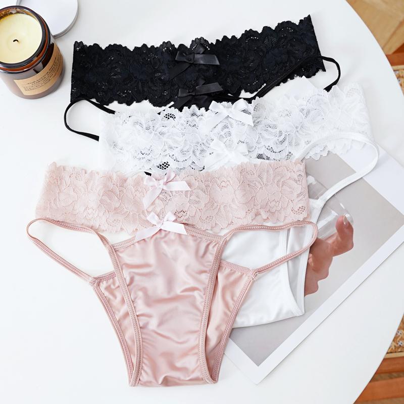 CINOON Damen Sexy Dessous G-String Höschen Femal Solid Lace Taille Unterwäsche Low-Waist Bow Underpant Comfort Intim