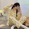 Plaid Long Sleeve Pajama Set with Pants – Spring & Autumn Style, Comfortable Home or Dorm Wear, Suitable for Outdoor Use