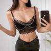 Chic Lace Pearl Chain Crop Top – Sexy, Slim, and Stylish