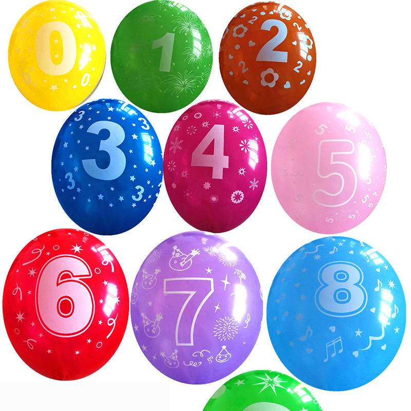 

12inch Number 0-9 Print Latex Balloon 2.8g Multi Color Ballon Birthday Party Decoration Baloons Baby Shower Children s Toy Ball 12inch 20pcs