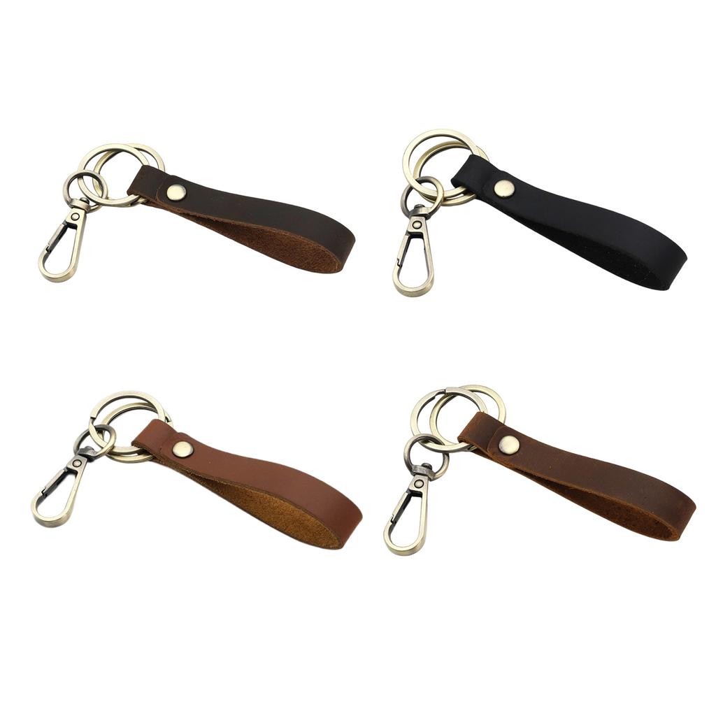 Genuine Leather Keychain for Business Professionals Portable Sturdy Keyring with Various Color for Everyday Use