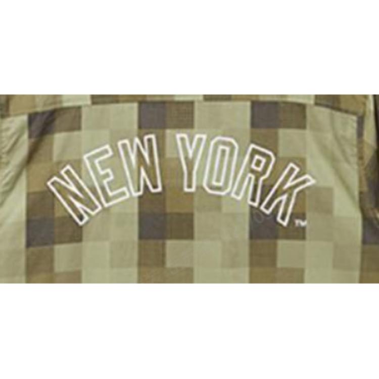New Era MLB New York Yankees Plaid Letter Long Sleeve Shirt Unisex shirts Olive-Green 13095659