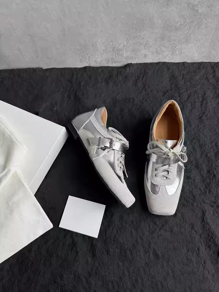 British Leather Women's Shoes Inner Height Increase 3cm Retro Square Head Belt Buckle Single Shoes Designer