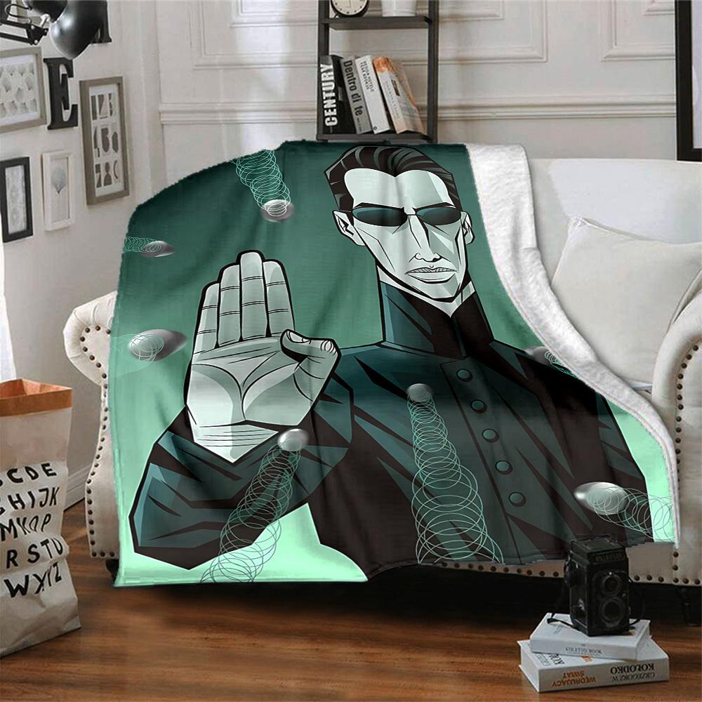 1pc The Matrix Flannel Throw Blanket - HD Printed Lightweight Soft Warm All-Season Blanket for Sofa, Bed, Travel, Camping 011