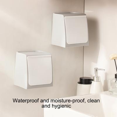 Wall Mounted Storage Box Perforation-Free Bathroom Bathroom Wall Flip Bucket Storage Box For Menstrual Towels And Paper Towels