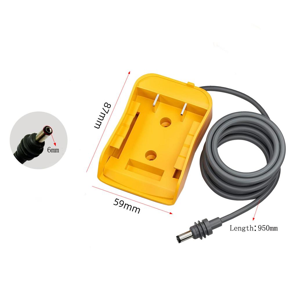 2.1mm DC Output Adapter Connector for For DCB200 For DCB203 18V 21V Batteries 95cm Cable Yellow 75g 8.7 x 5.9cm