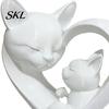Cat Parent Child Ornament Mother Baby Figurine, 3D Printed Heart Sculpture for Desk Decor, Healing Gift Modern Art Statue Living Room Study,