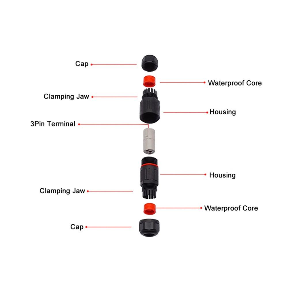 10PCS 0.5mm²~2.0mm² IP68 Waterproof Connector 3Pin Straight Cable Junction Box Electrical Wire Connector Cable Connection