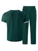 Men's Summer V-neck Waffle T-shirt & Long Pants Streetwear Sports Set