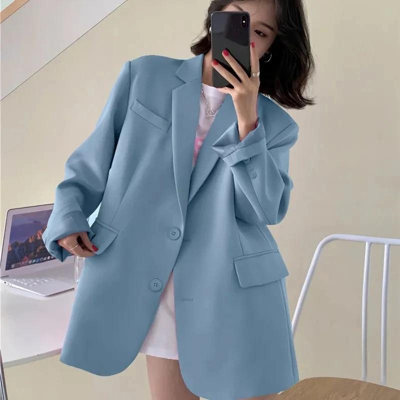 Spring Autumn Women Blazers Elegant Korean Casual Solid Suit Jacket Fashion Coats Office Lady Coat Outerwear