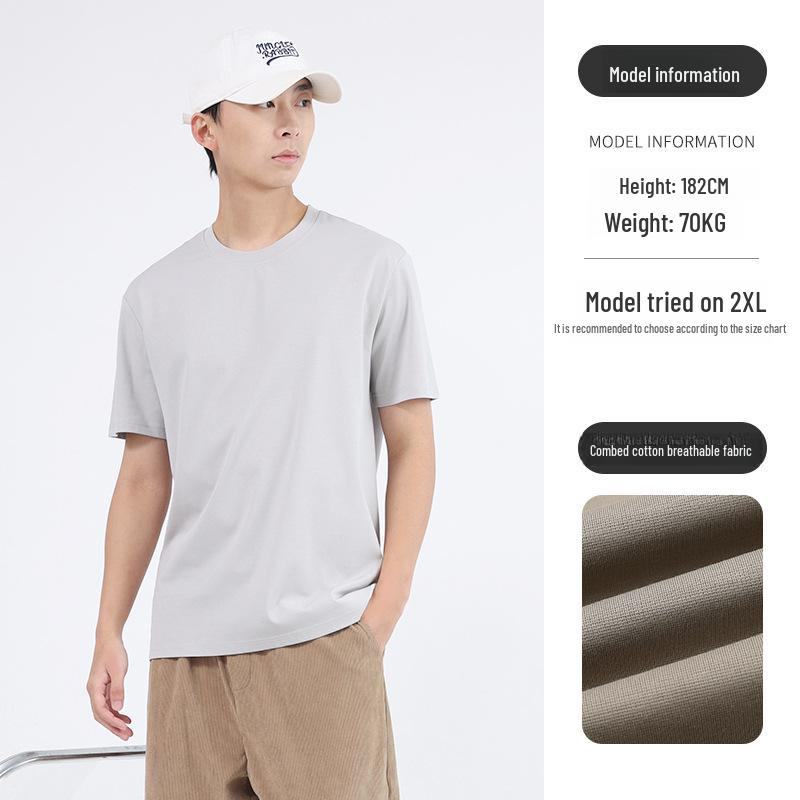 

Мужская повседневная быстросохнущая футболка Yimeng с круглым вырезом - короткий рукав, универсальный летний топ XXL