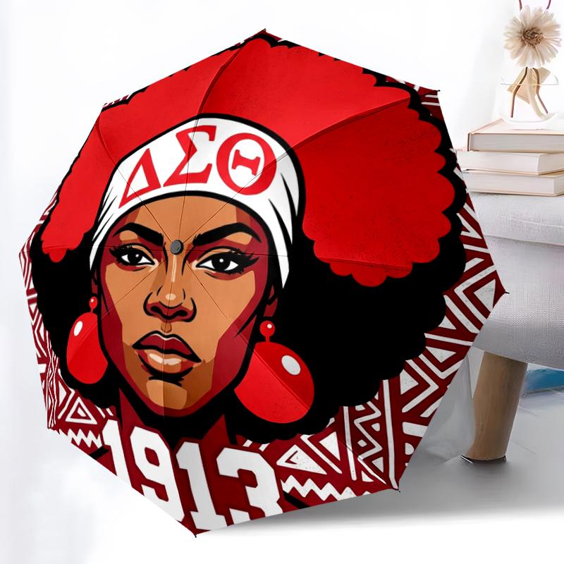 

1pc Sturdy 8-Bone Auto Umbrella, independent woman Umbrella, Digital Printed, Foldable Umbrella for On-the-Go Outdoor Use