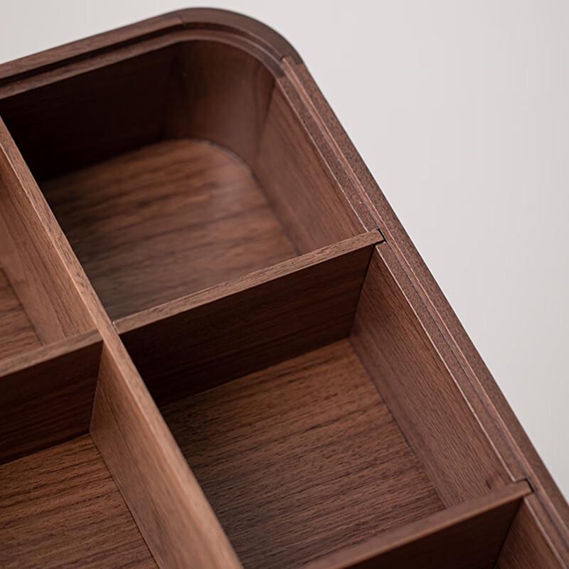 Black Walnut Solid Wood Divided Snack Box with Lid