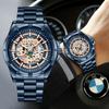 Mens Quartz Watches Top Brand Luxury Stainless Steel Waterproof Hollow Out Male Wristwatches