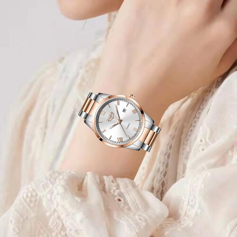 LIGE Uhr für Damen Einfache Business-Uhr 40MM Damenuhr Quarz Leuchtendes Kalender Damen-Armbanduhr Montre Femme+BOX