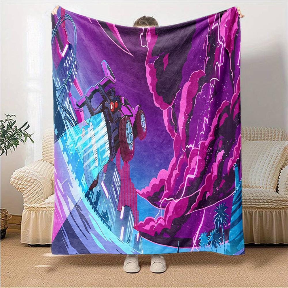 1 Stück Decke - Spiel Rocket League Print Design, Leichte Decke für Sofa, Bett - Weich & Warm, Geschenk für Alle Jahreszeiten