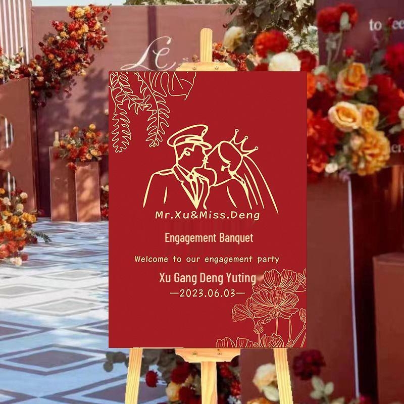 Custom Wedding Ceremony Welcome Sign: Engagement Directional Decor with Water Background