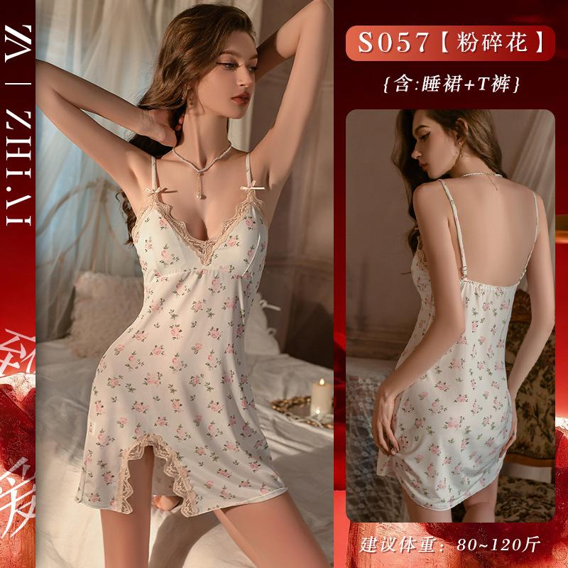 

Sexy French floral nightdress pure lace suspender can be worn outside loungewear temptation set one size fits all [ 40-60kg ]