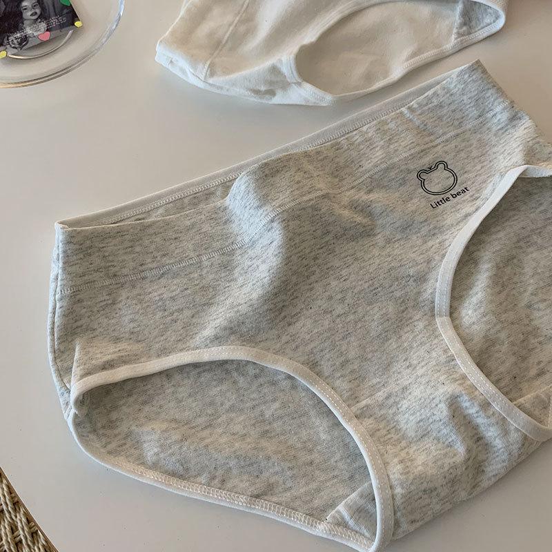 

Ladies Spring and Summer Simple Lovely Bear Pure Cotton Color Comfortable No Trace Low Waist Briefs XL сірий колір