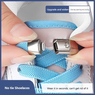 Schnürsenkel zum Binden, Schnürsenkel mit Druckverschluss, ohne Bänder, elastische Schnürsenkel, für Sneaker, Kinder und Erwachsene, 8 mm, verbreiterte flache Schnürsenkel für Schuhe