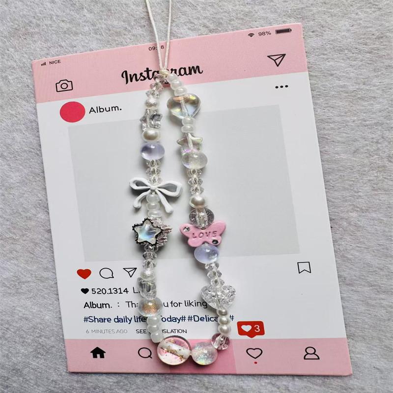 Pvc Butterfly Star Phone Lanyard With Beaded Design For Women And Men