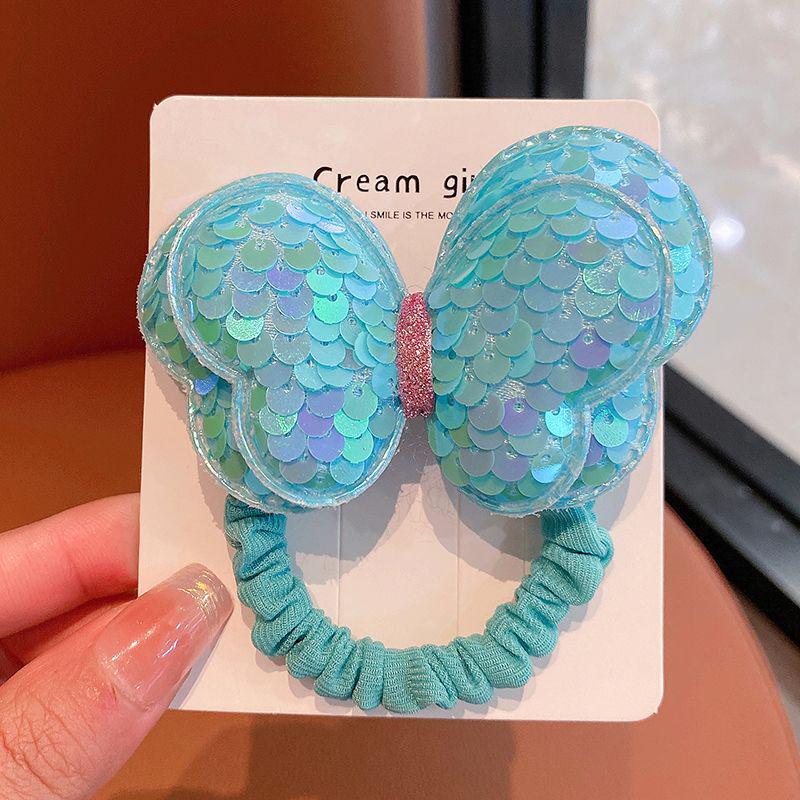 Double-Layer Sequin Butterfly Hair Tie for Girls - Cute Ponytail Headband, High Elastic