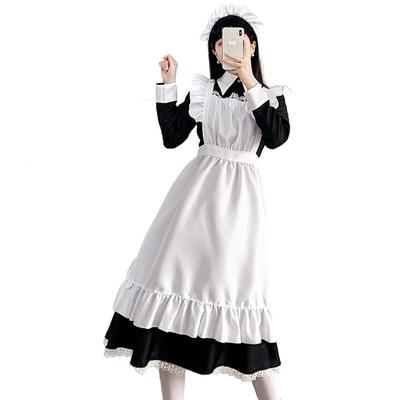 YAISHN Maid Uniform, Long English Style, Gothic Lolita One Piece, Halloween Costume, Women's, Cute Lolita Cosplay, Long Sleeve, Bow Tie, Party, Event
