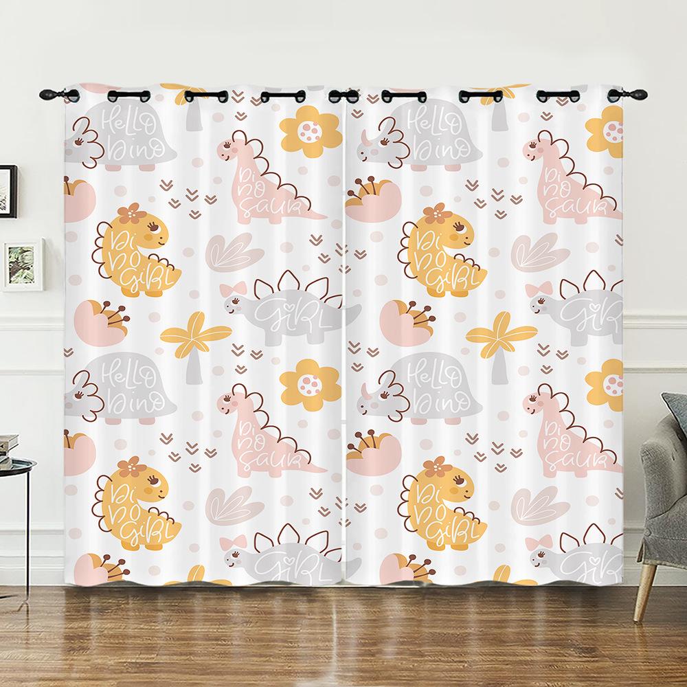 Curtain Cute Illustration Curtain Digital Printing Blackout Curtain No Punching