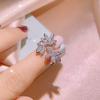 Niche Trendy Temperament  Micro Inlaid Zircon Flower Ring for Women  Fashionable  Simple  Personalized  Open Mouthed Index Finger Ring