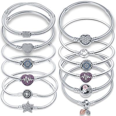 100% pulseira de prata esterlina 925 coração ajuste contas encantos joias presente para mulheres