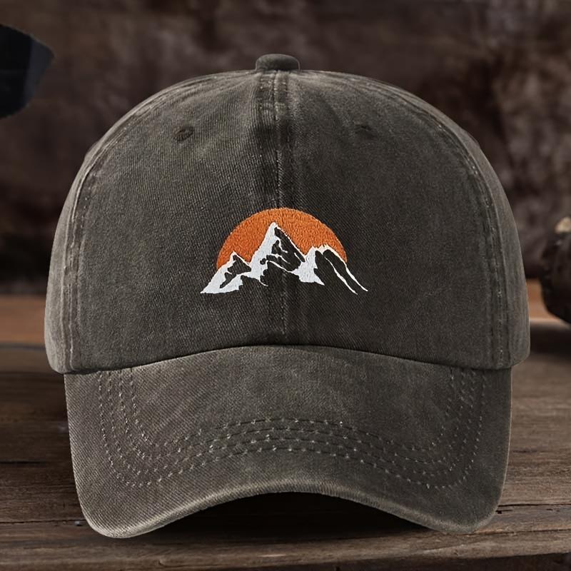 A Sun Mountain Peak Embroidered Baseball Cap a Stylish and Versatile Snapback Hat for Men Trendy for Outdoor Wear
