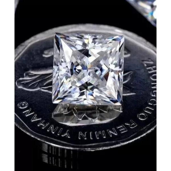 1.50 Ct Lab Grown Diamond Pair 5x5 Mm Princess Cut IF Clarity D Color Gems