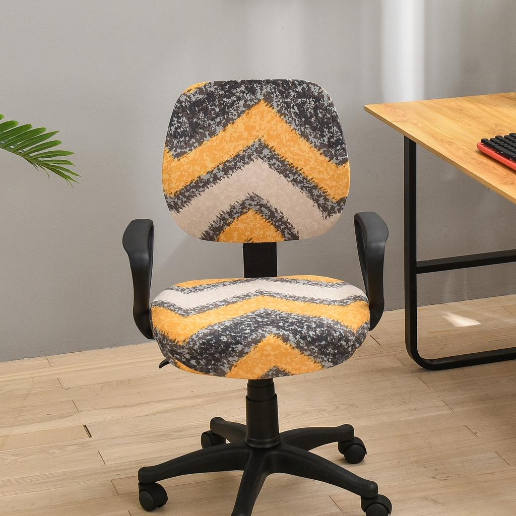 Printed Chair Cover Universal Elastic Office Chair Cover One-Piece Dining Chair Cover Simple Solid Color Dust-Proof And Dirt-Resistant Stool Cover