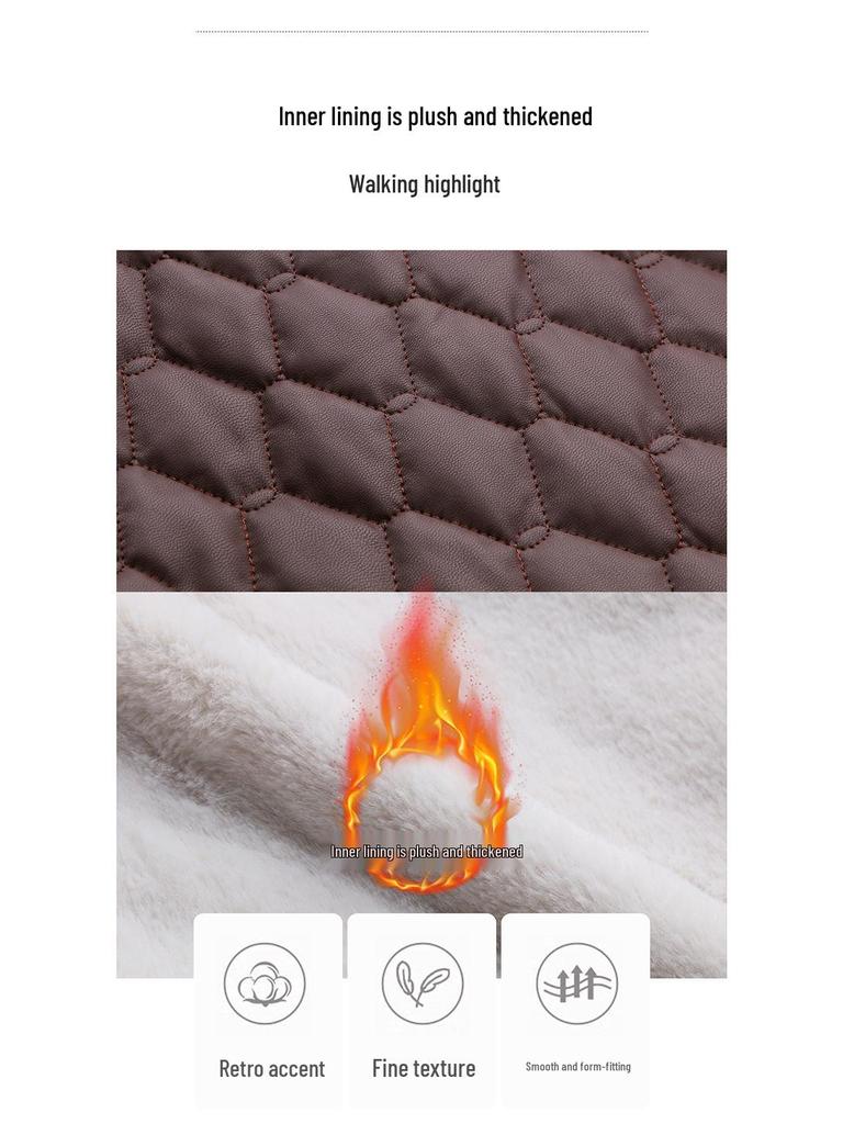 Women's Fleece Lined PU Leather Motorcycle Jacket with Fur Collar, Autumn/Winter Style ZH1158