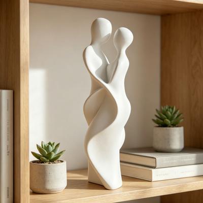 3D Printed Couple Statue Modern Abstract Lovers Figurine Romantic Crafts for Wedding Valentine's Day Gifts Home Bedroom Shelf TV Cabinet Decor