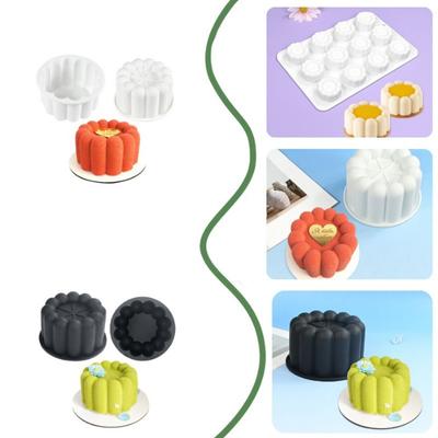 Round Flower Design Bento Cake Silicone Mold Silicone Material Gypsum Making Chocolate Mousse Mould Pudding Mold Dessert Making