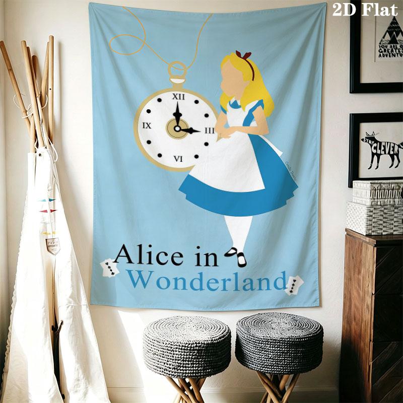 Alice Wonderland Hush Wall Hanging Printed Fabric Blanket Decorative Tapestries for Bedroom Living Room Home Decor