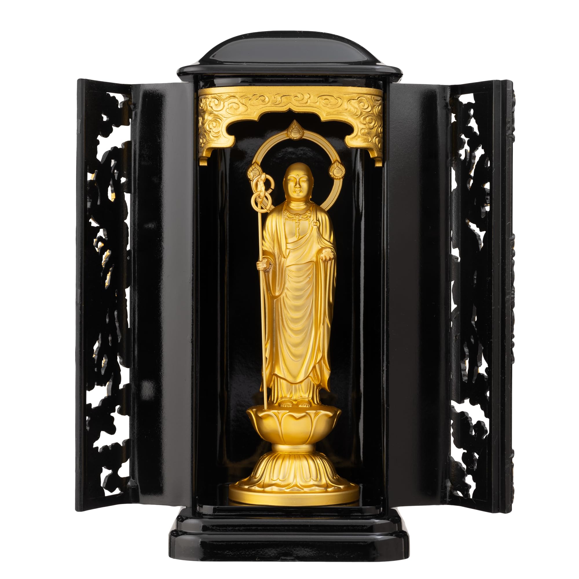 

Buddha statue Jizo Bodhisattva gold 3 PC Zushi for safe delivery and guardian deity for raising Takaoka copperware Bosatsu pcZL 10.5cm (pure plated)