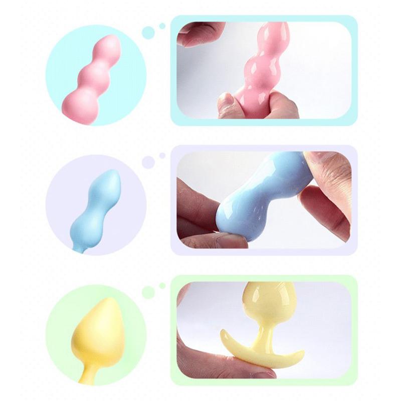 3Pc/Set Soft Silicone Anal Plugs Beginner Anal Stimulator Trainer Sex Play Toy
