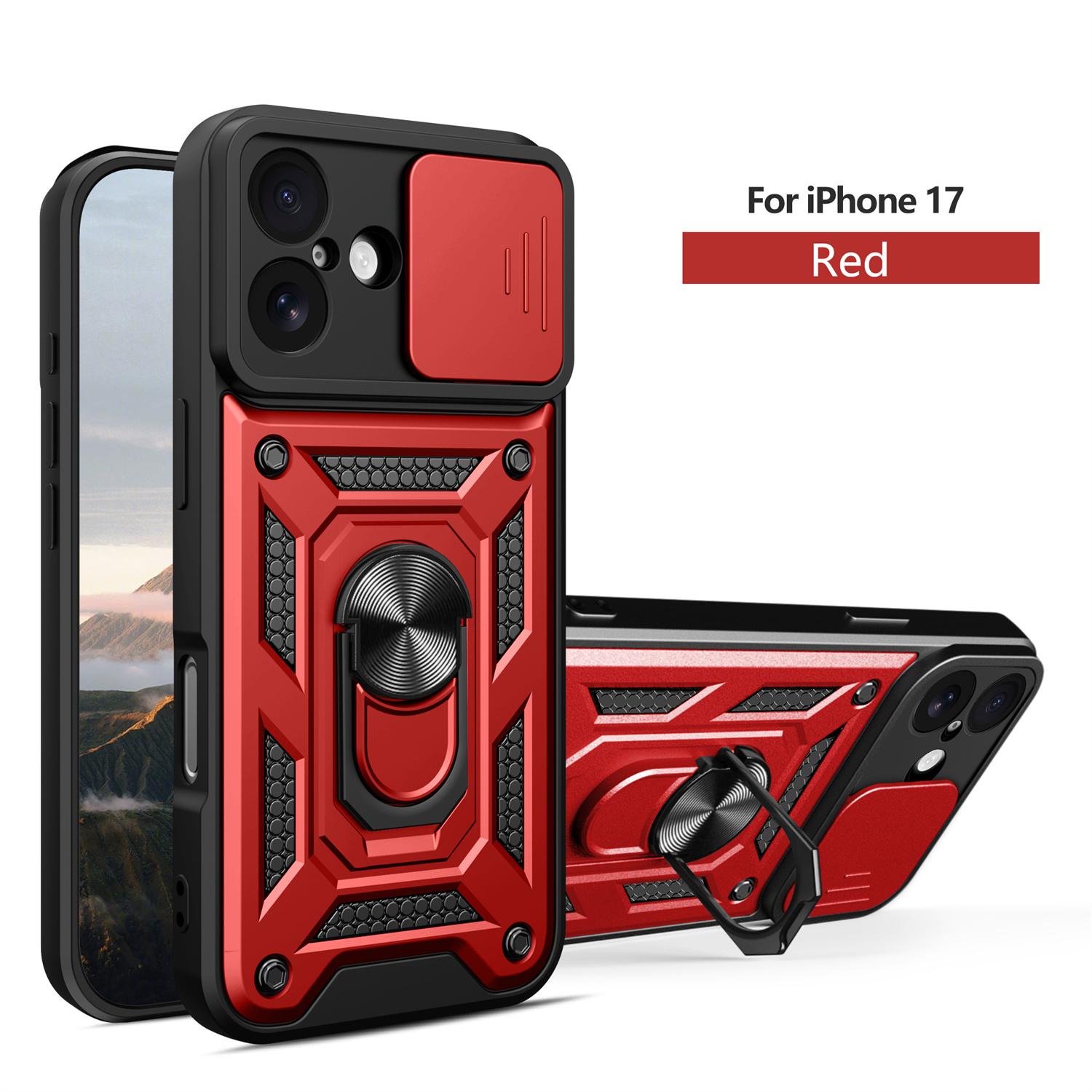 

Противоударный бронированный чехол для iPhone 17 17 pro ProMax 17 Air с держателем для автомобиля Чехол для телефона для iPhone17 5G Защита объектива камеры Fundas For iphone 17 красный
