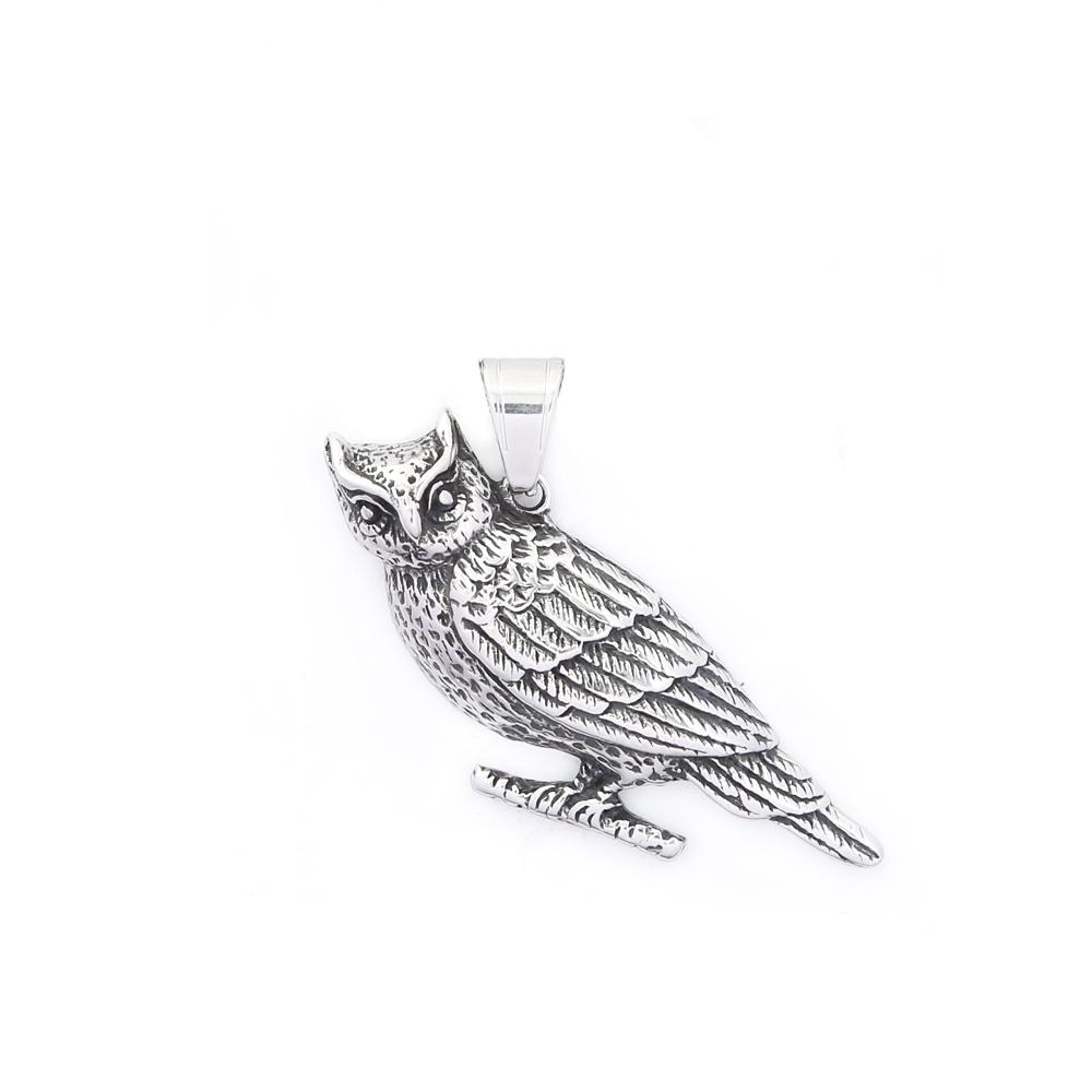 Vintage Vikings Owl Pendant Necklace For Men Women Stainless Steel Amulet Animal Necklaces Nordic Jewelry Dropshipping