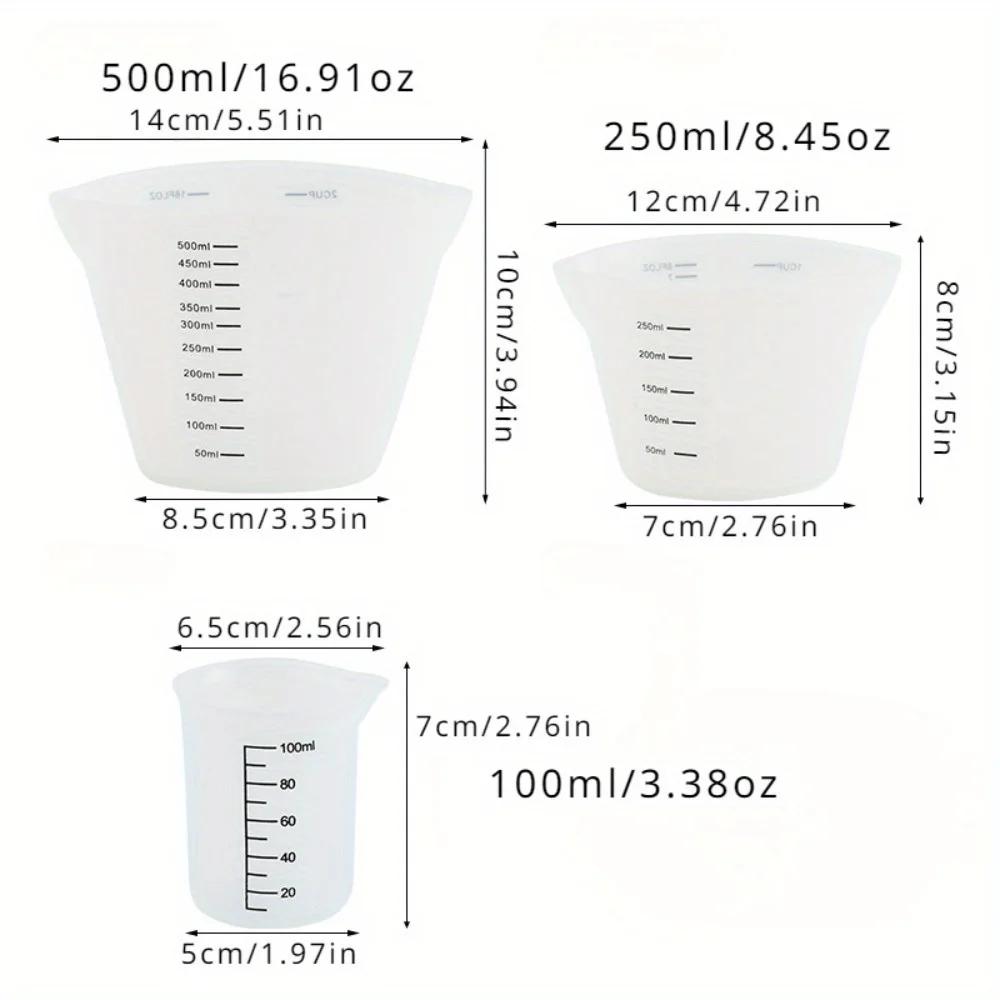Silicone Measuring Cup with Clear Scale Food Grade Durable Non-stick DIY Cake Measuring Cup Measuring Tools Kitchen Accessories