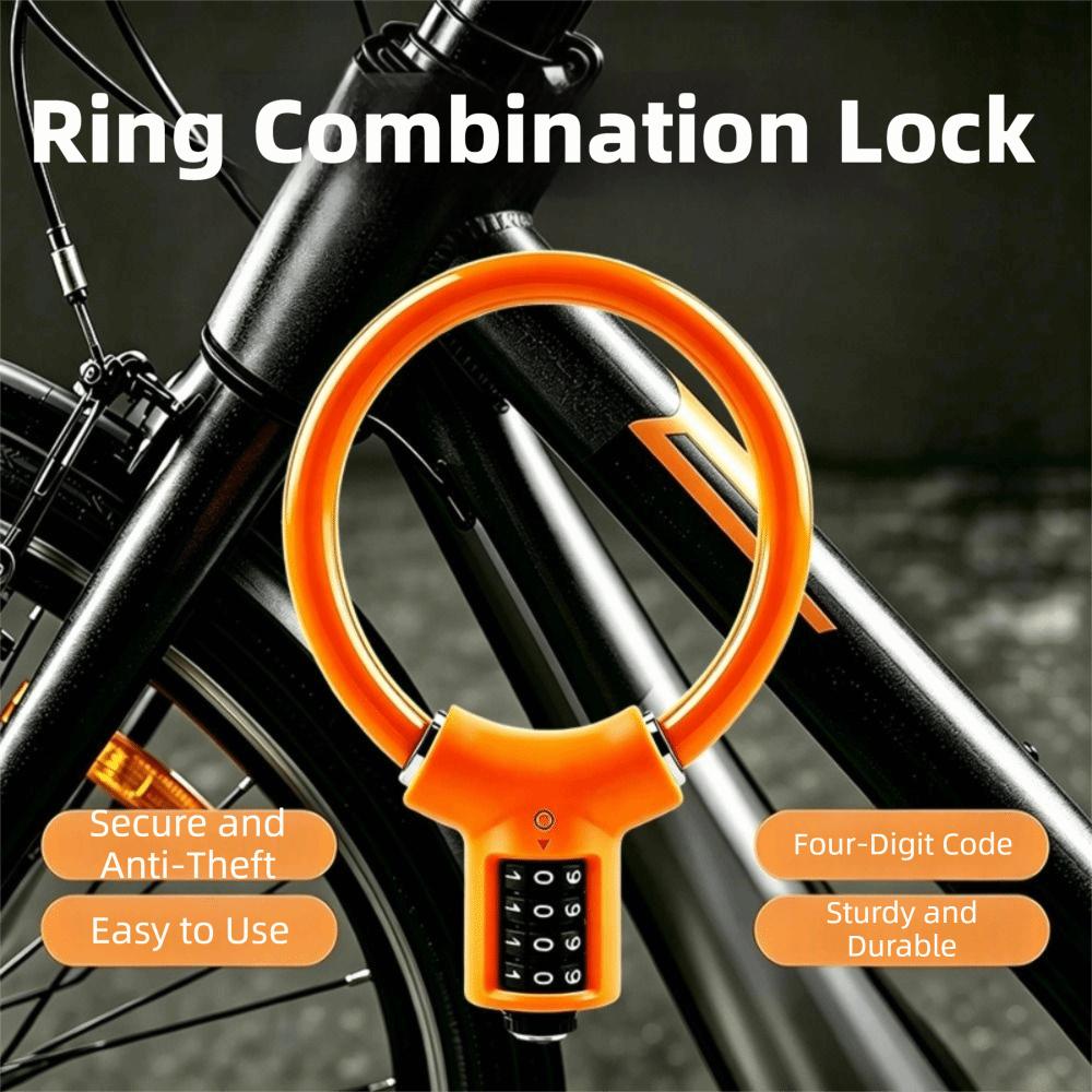 4 Digit Combination Bicycle Combination Lock Portable Ring Lock Keyless Bike Cable Lock Bicycle
