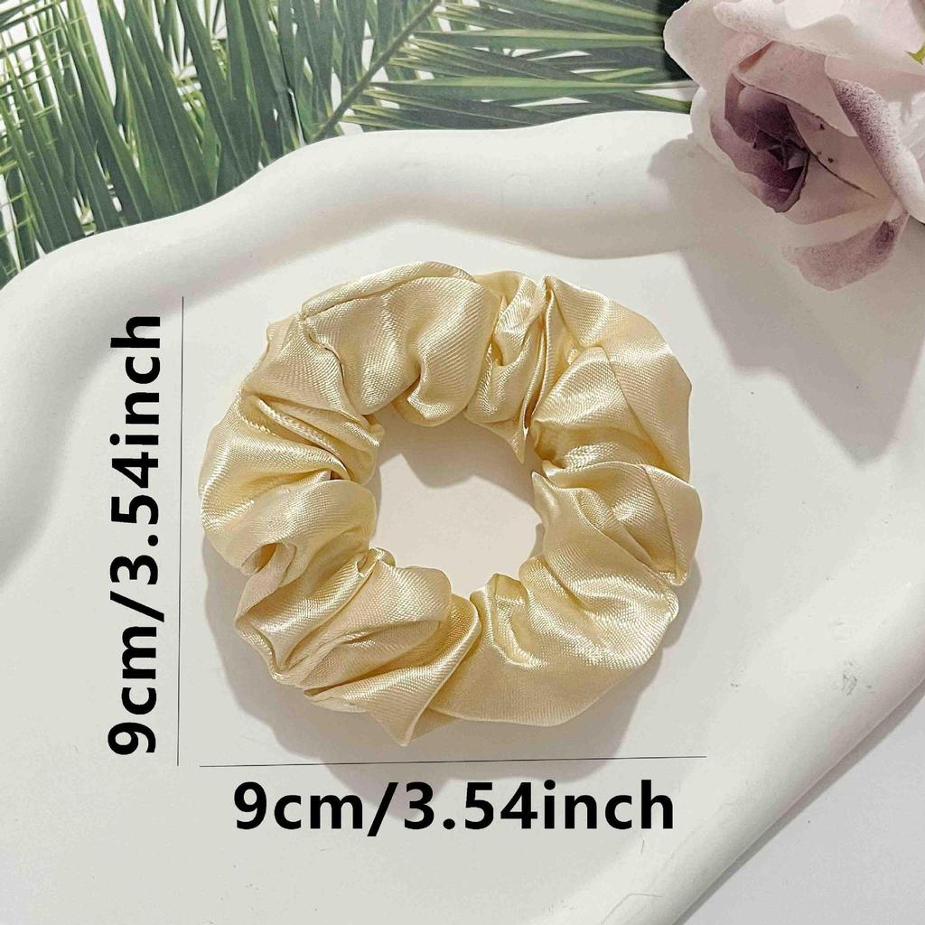 European & American Retro Satin Scrunchie – Solid Color, Oversized, French-Style Hair Accessory