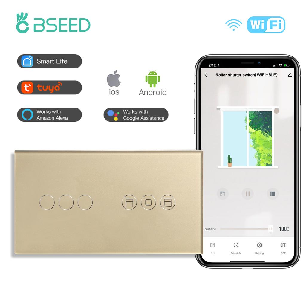 Bseed EU Wifi Smart Roller Shutter Switch 1/2/3 Gang APP Control Combination Smart Switch Support For Tuya Google Assistant  App
