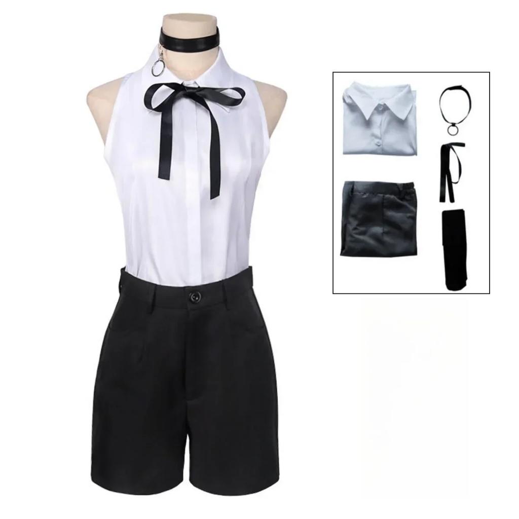 Costume Cosplay Anime Chainsaw Man Reze Cosplay Uniform Set Necklace Wig Halloween Carnival Party Dress Girl