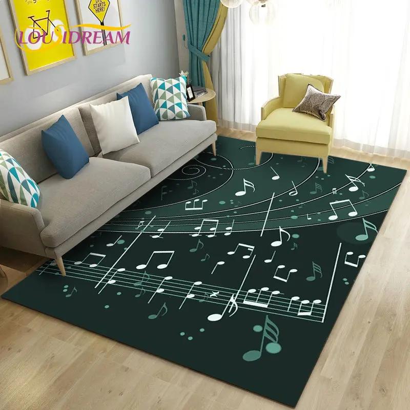 Alfombra grande con notas musicales hermosas en 3D, alfombra para sala de estar, dormitorio, sofá, decoración de cocina, alfombra antideslizante para juegos de niños
